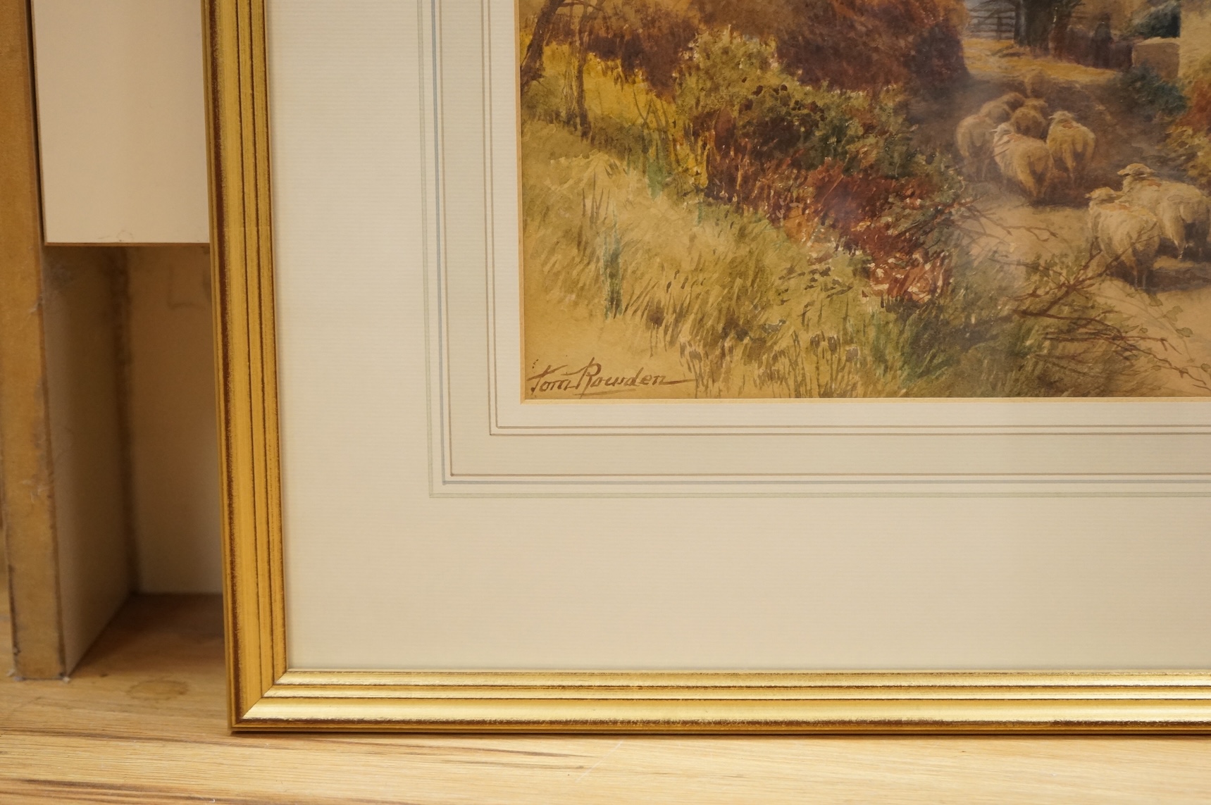 Tom Rowden (1842-1926), 'Teigh Harvey Farm, Near Shaldon, Teignmouth', signed, watercolour, 26 x 42cm
